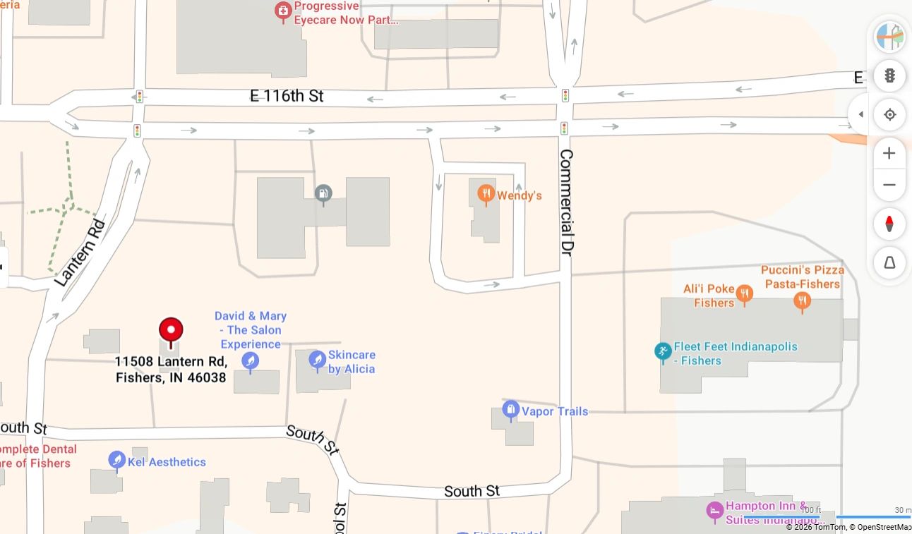Map showing Donna's Alterations at 11508 Lantern Road, Fishers IN